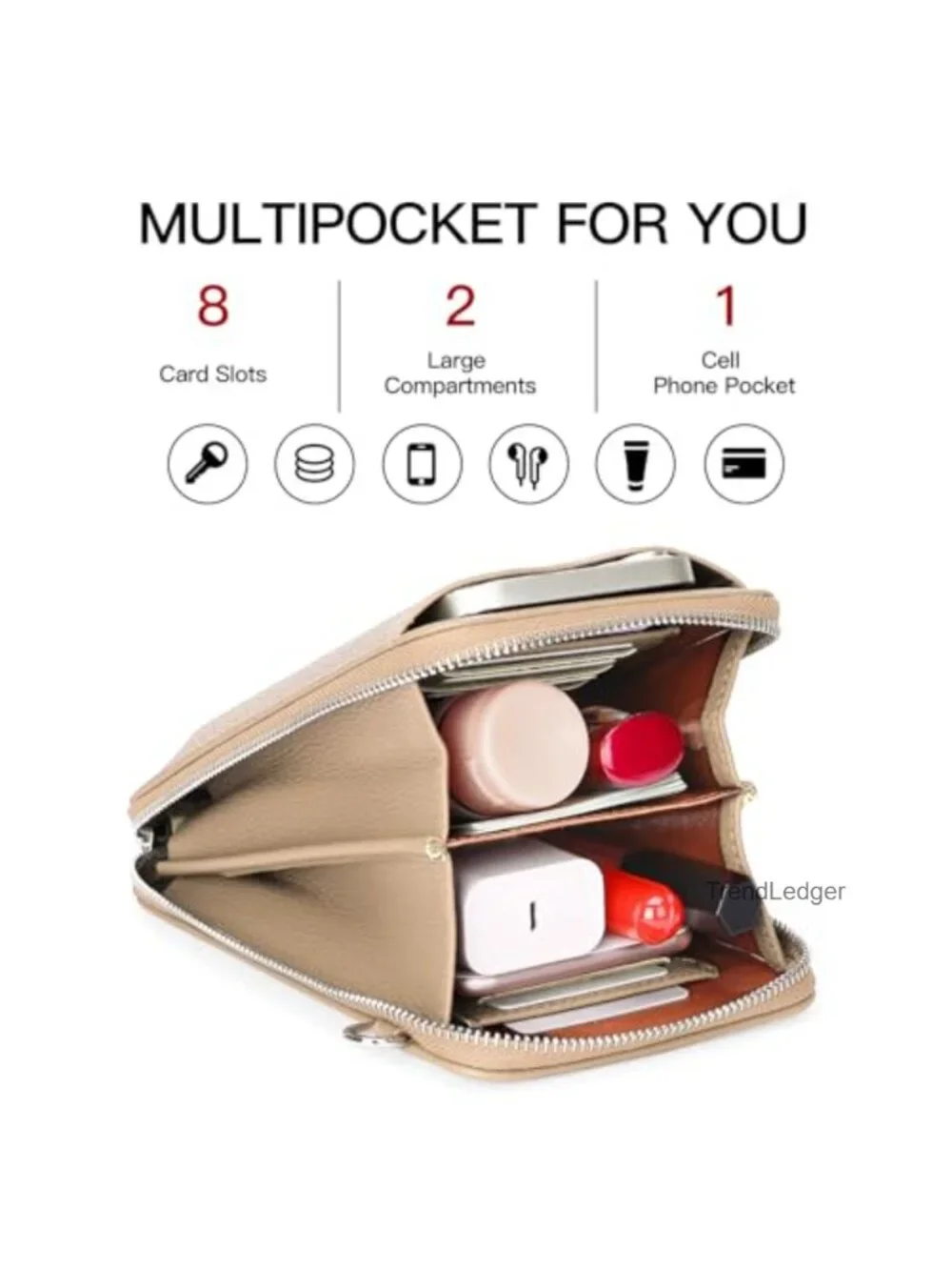 Small Crossbody Bag Faux Leather RFID Wallet Purse with Tassel Rivet
